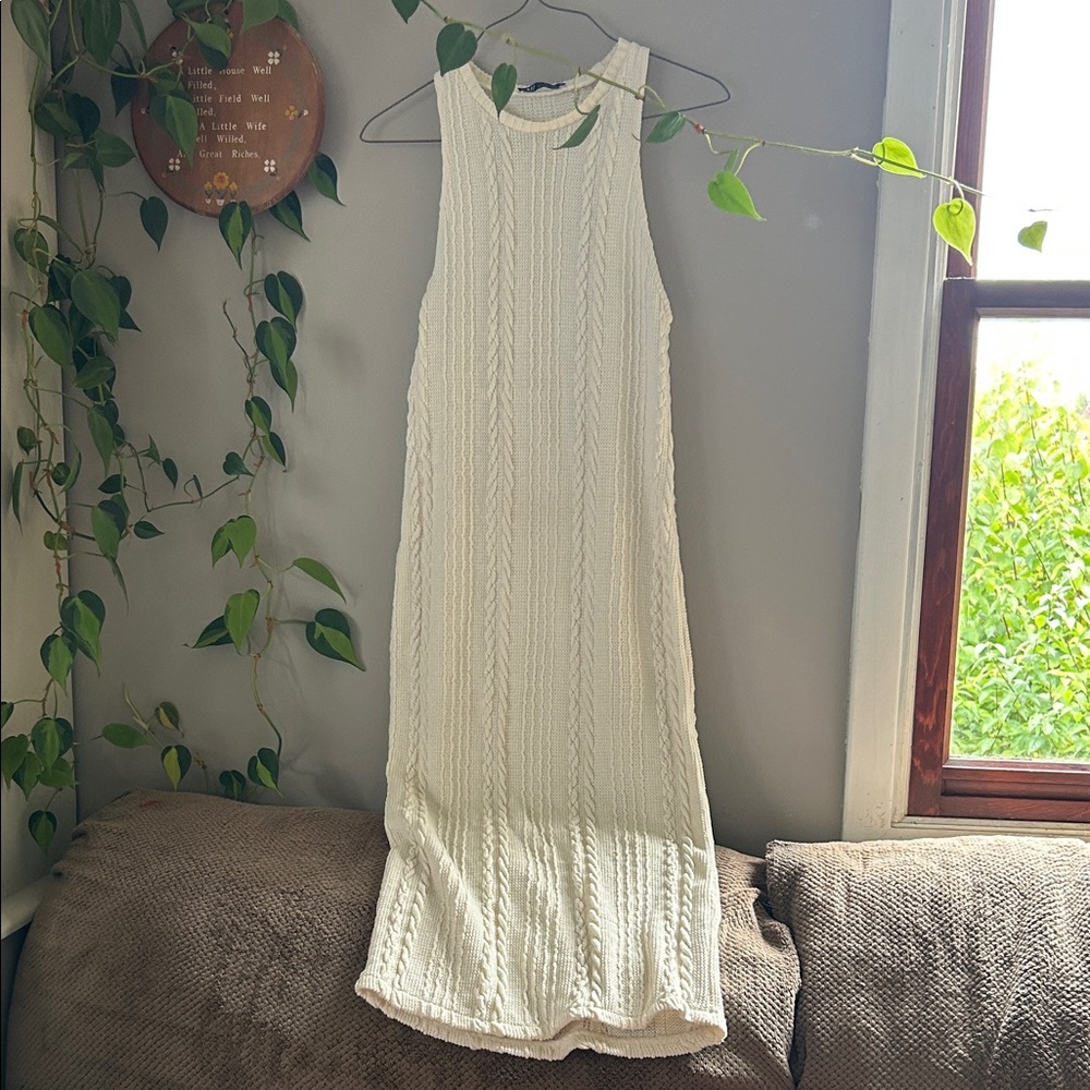 Zara Knit Cream Sleeveless Dress